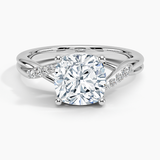 Chamise Diamond Engagement Ring with a Cushion cut diamond in white gold — top view