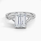Chamise Diamond Engagement Ring with a Emerald cut diamond in white gold — top view