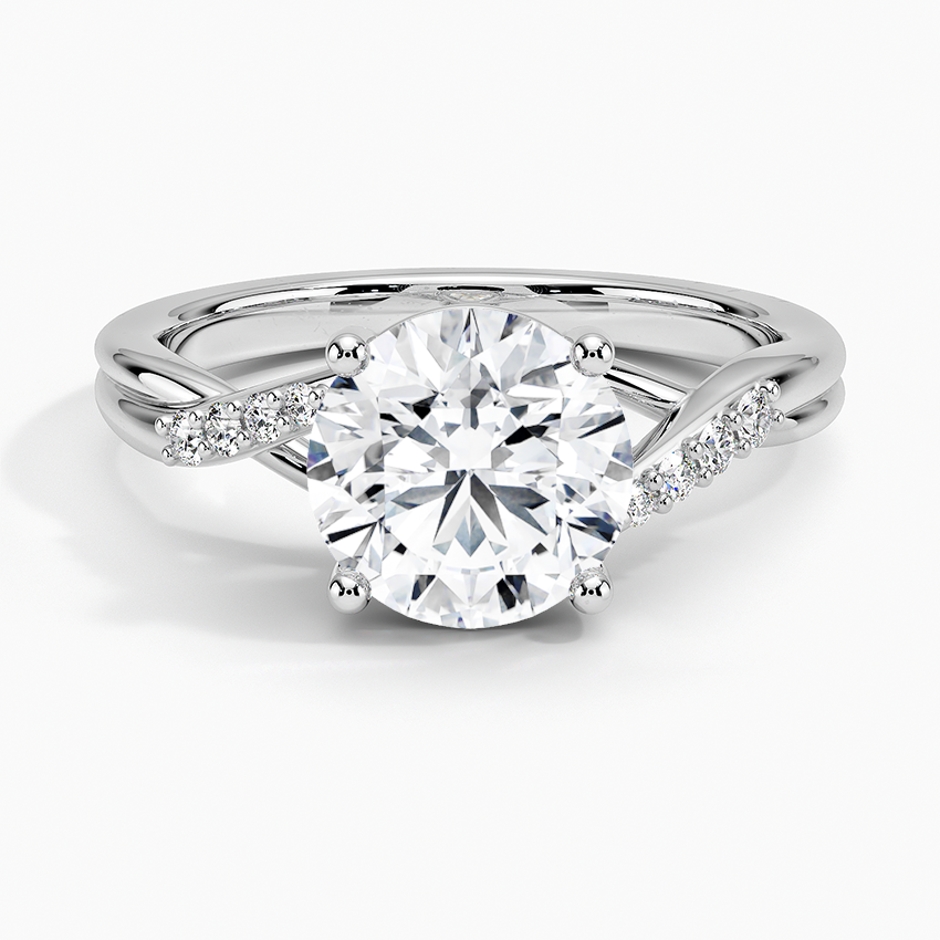 Chamise Diamond Engagement Ring with a Round cut diamond in white gold — top view