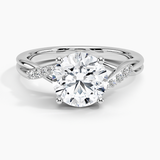 Chamise Diamond Engagement Ring with a Round cut diamond in white gold — top view
