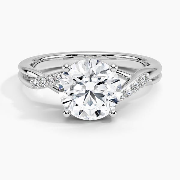 Chamise Diamond Engagement Ring with a Round cut diamond in white gold — top view