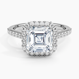 Halo Diamond Engagement Ring with Side Stones