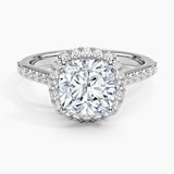 Halo Diamond Engagement Ring with Side Stones
