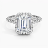 Halo Diamond Engagement Ring with Side Stones