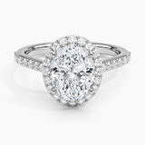 Halo Diamond Engagement Ring with Side Stones