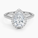 Halo Diamond Engagement Ring with Side Stones