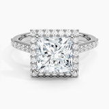 Halo Diamond Engagement Ring with Side Stones