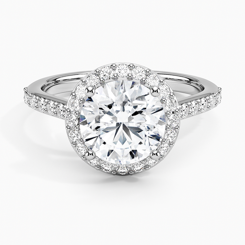 Halo Diamond Engagement Ring with Side Stones