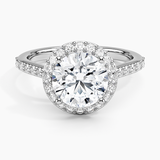 Halo Diamond Engagement Ring with Side Stones