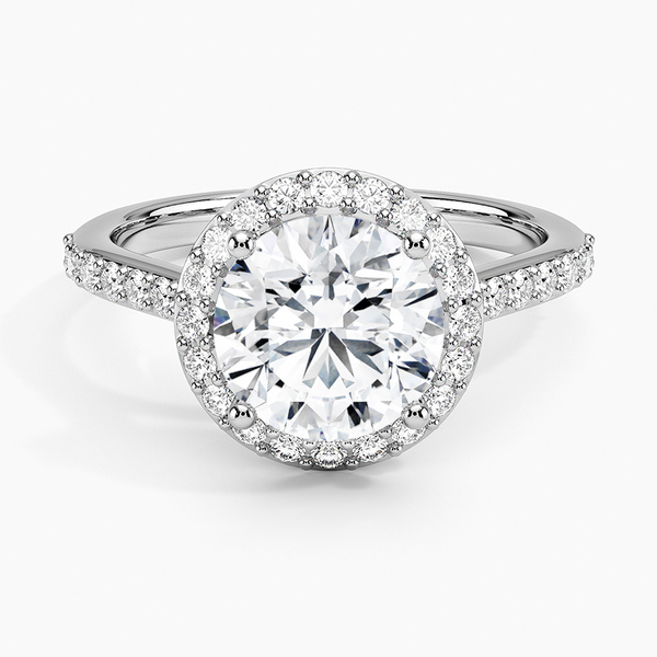 Halo Diamond Engagement Ring with Side Stones