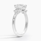Petite Rhiannon Three Stone Diamond Engagement Ring with a Round cut diamond in white gold — side view