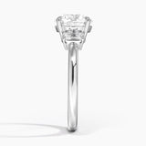 Petite Rhiannon Three Stone Diamond Engagement Ring with a Round cut diamond in white gold — profile view