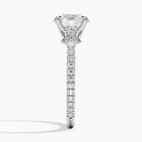 Primrose Diamond Engagement Ring with a Round cut diamond in white gold — profile view