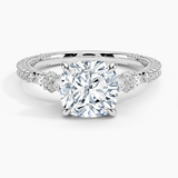 Primrose Diamond Engagement Ring with a Cushion cut diamond in white gold — top view
