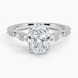 Primrose Diamond Engagement Ring with a Oval cut diamond in white gold — top view