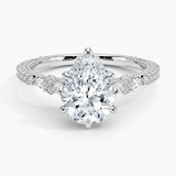 Primrose Diamond Engagement Ring with a Pear cut diamond in white gold — top view
