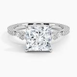 Primrose Diamond Engagement Ring with a Princess cut diamond in white gold — top view
