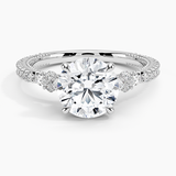 Primrose Diamond Engagement Ring with a Round cut diamond in white gold — top view