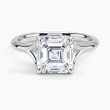 Reverie Solitaire Engagement Ring with a Asscher cut diamond in white gold — top view