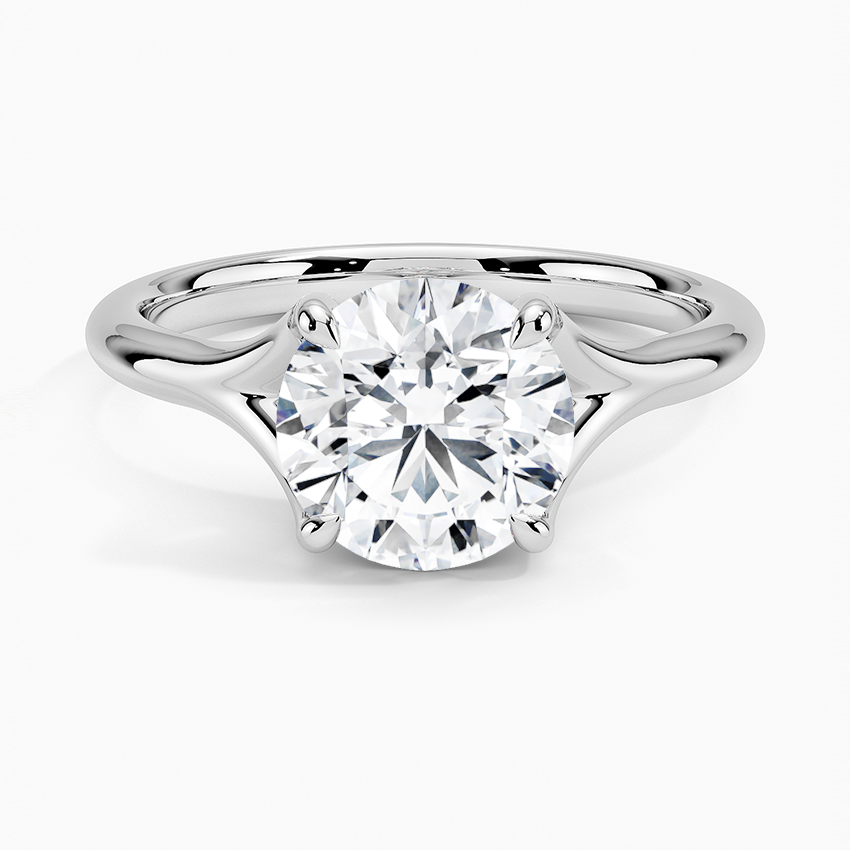 Reverie Solitaire Engagement Ring with a Round cut diamond in white gold — top view