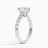 Anthology Half-Coverage Diamond Engagement Ring with a Round cut diamond in white gold — side view