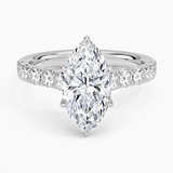 Anthology Half-Coverage Diamond Engagement Ring with a Marquise cut diamond in white gold — top view