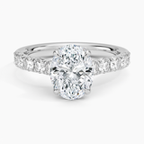 Anthology Half-Coverage Diamond Engagement Ring with a Oval cut diamond in white gold — top view