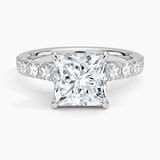 Anthology Half-Coverage Diamond Engagement Ring with a Princess cut diamond in white gold — top view