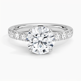 Anthology Half-Coverage Diamond Engagement Ring with a Round cut diamond in white gold — top view