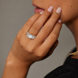 Budding Willow Three Stone Diamond Engagement Ring in white gold