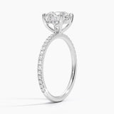 Perfect Fit Three-Quarter Diamond Engagement Ring with a Round cut diamond in white gold — side view