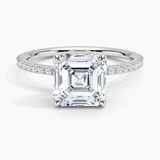 Perfect Fit Three-Quarter Diamond Engagement Ring with a Asscher cut diamond in white gold — top view