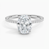 Perfect Fit Three-Quarter Diamond Engagement Ring with a Oval cut diamond in white gold — top view