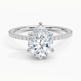 Perfect Fit Three-Quarter Diamond Engagement Ring with a Pear cut diamond in white gold — top view