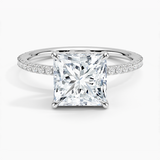 Perfect Fit Three-Quarter Diamond Engagement Ring with a Princess cut diamond in white gold — top view