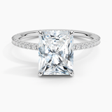 Perfect Fit Three-Quarter Diamond Engagement Ring with a Radiant cut diamond in white gold — top view