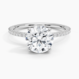 Perfect Fit Three-Quarter Diamond Engagement Ring with a Round cut diamond in white gold — top view