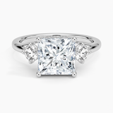 Luxe Floating Three Stone Diamond Engagement Ring with a Princess cut diamond in white gold — top view