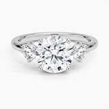 Luxe Floating Three Stone Diamond Engagement Ring with a Round cut diamond in white gold — top view