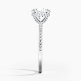 Viviana Half-Coverage Diamond Engagement Ring with a Round cut diamond in white gold — profile view
