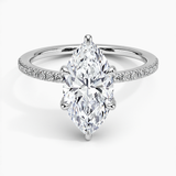 Viviana Half-Coverage Diamond Engagement Ring with a Marquise cut diamond in white gold — top view