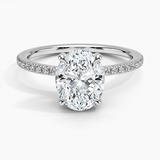 Viviana Half-Coverage Diamond Engagement Ring with a Oval cut diamond in white gold — top view