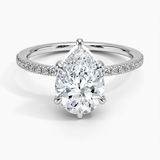 Viviana Half-Coverage Diamond Engagement Ring with a Pear cut diamond in white gold — top view