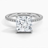 Viviana Half-Coverage Diamond Engagement Ring with a Princess cut diamond in white gold — top view