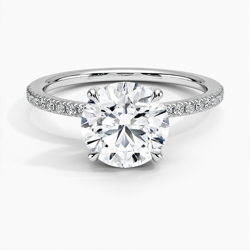 Viviana Half-Coverage Diamond Engagement Ring with a Round cut diamond in white gold — top view