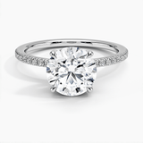 Viviana Half-Coverage Diamond Engagement Ring with a Round cut diamond in white gold — top view