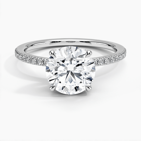 Viviana Half-Coverage Diamond Engagement Ring with a Round cut diamond in white gold — top view