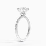 Demi Half Coverage Diamond Engagement Ring with a Round cut diamond in white gold — side view