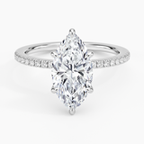 Demi Half Coverage Diamond Engagement Ring with a Marquise cut diamond in white gold — top view