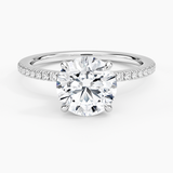 Demi Half Coverage Diamond Engagement Ring with a Round cut diamond in white gold — top view